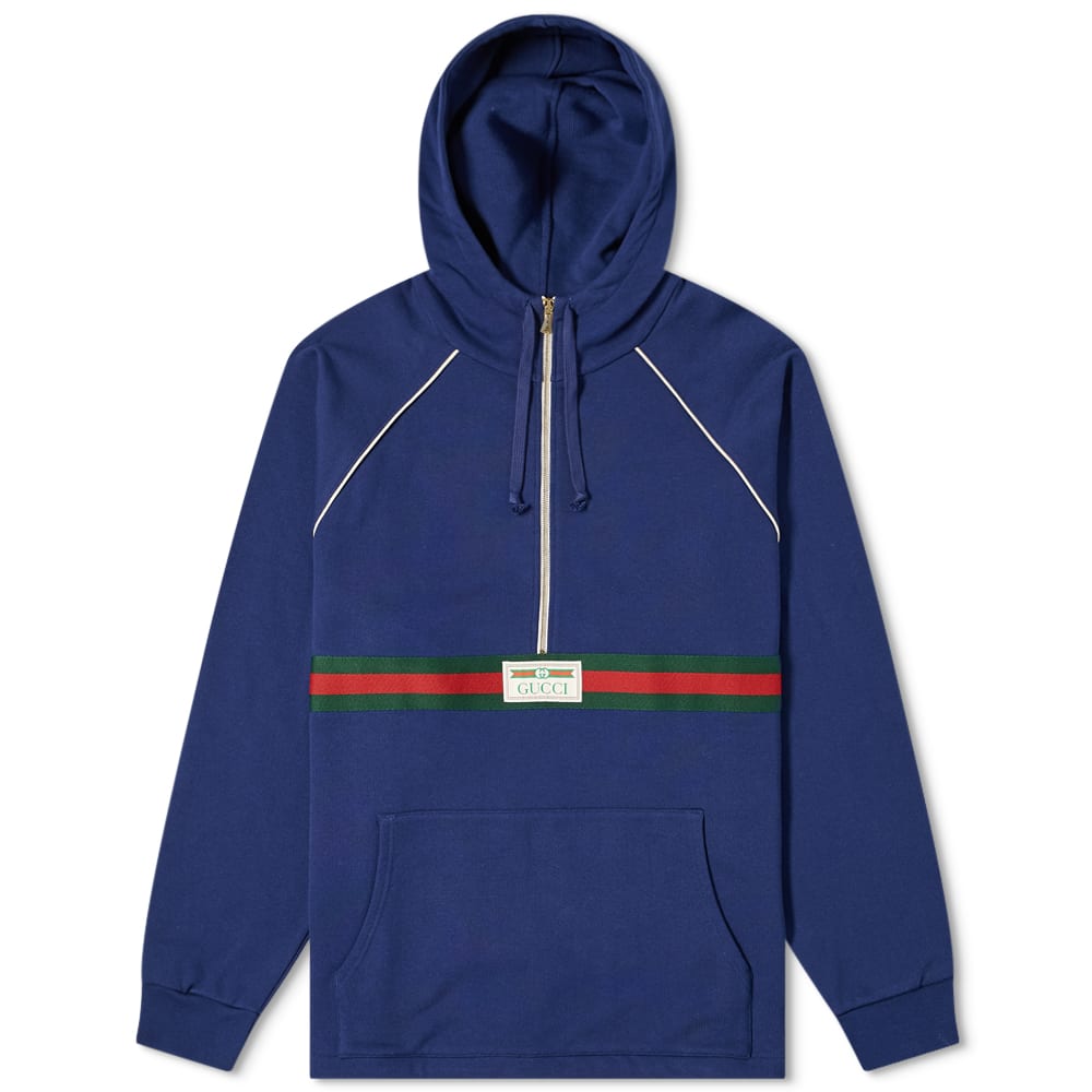 Суитчър Gucci Gucci GRG Detail Half Zip Hoodie Синьо | 645320-XJDAK-4397, 0