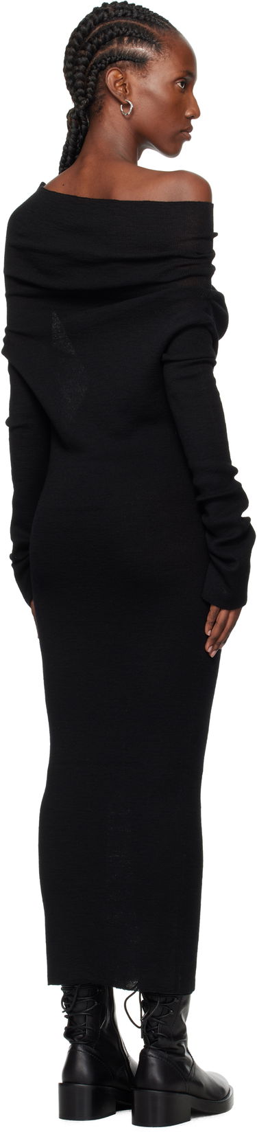 Pокля Ann Demeulemeester Ann Demeulemeester Barbro Dropped Shoulder Knitted Midi Dress Черно | 2520-W-KN28-FA059-099, 2