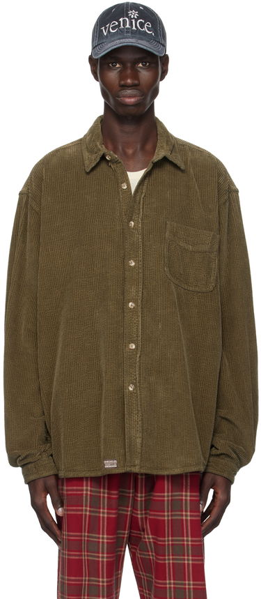 Риза ERL Corduroy Button-Up Shirt Зелено | ERL09B009, 0