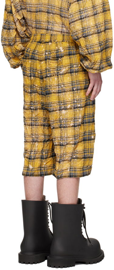 Къси панталони We11done We11done Crinkled Check Shorts Жълто | WD-PT1-23-254-U-YE, 2