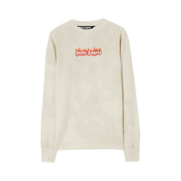 Тениска Palm Angels Long Sleeve Burning Logo Classic Tee Бежово | PMAB002F22JER0020310, 0