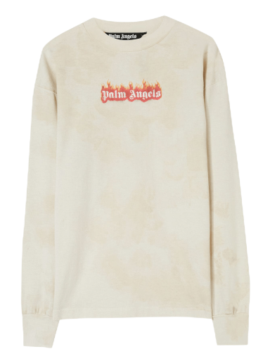 Тениска Palm Angels Long Sleeve Burning Logo Classic Tee Бежово | PMAB002F22JER0020310