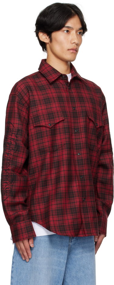 Риза VETEMENTS Vetements Plaid Embroidered Shirt Червено | UH76SH900BR, 1