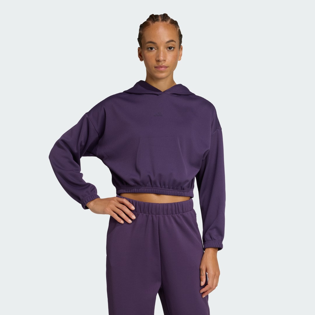 Суитчър adidas Performance Yoga Cropped Hoodie Лилаво | JY2667, 0