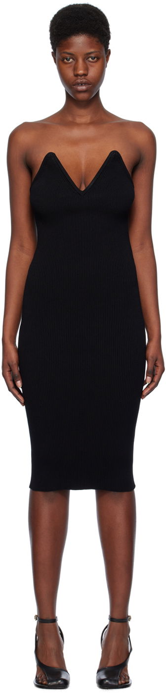 Pокля Coperni V-Neck Midi Dress Черно | COPML91852, 0