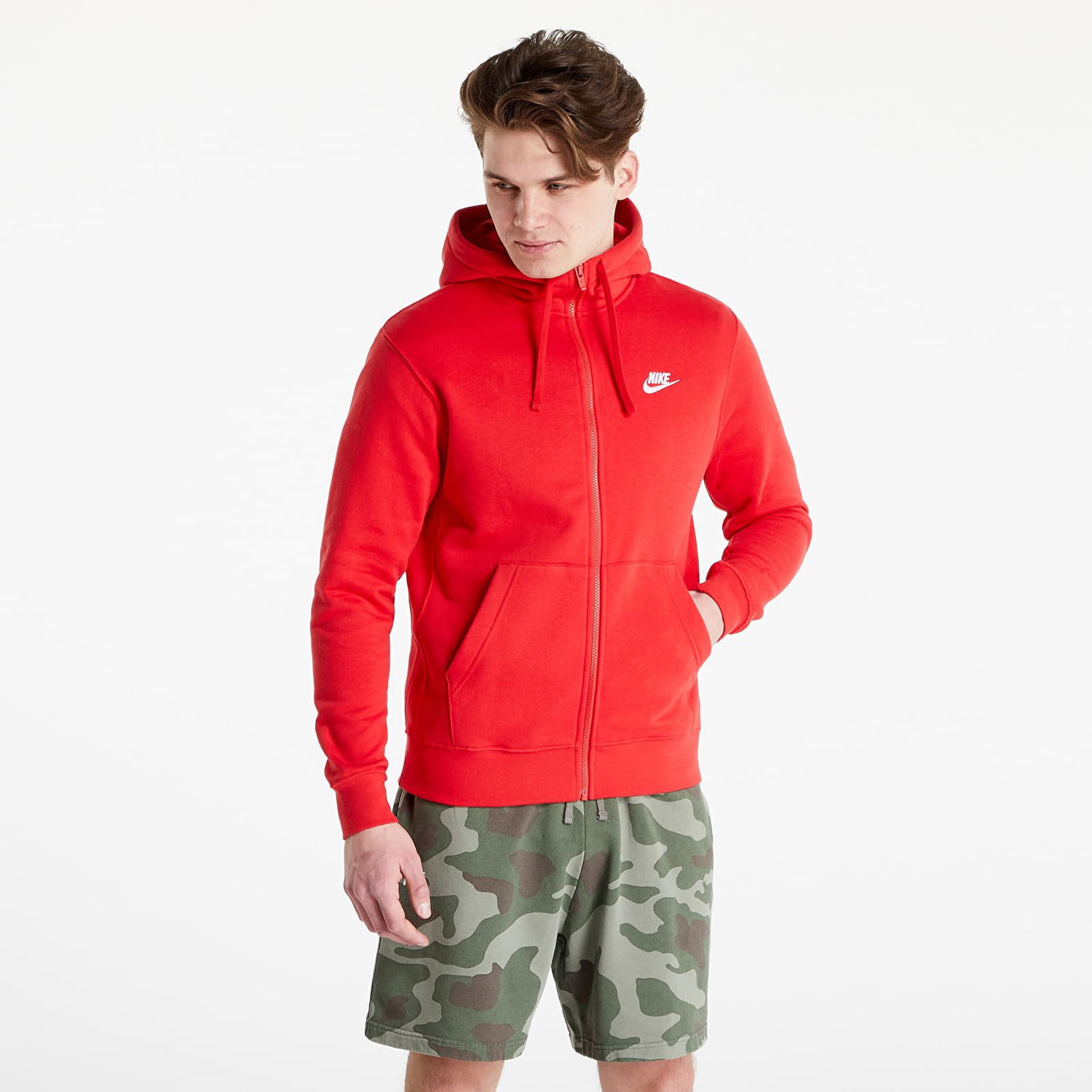 Суитчър Nike Sportswear Club Hoodie Full-Zip Brushed Back Червено | BV2645-657, 0