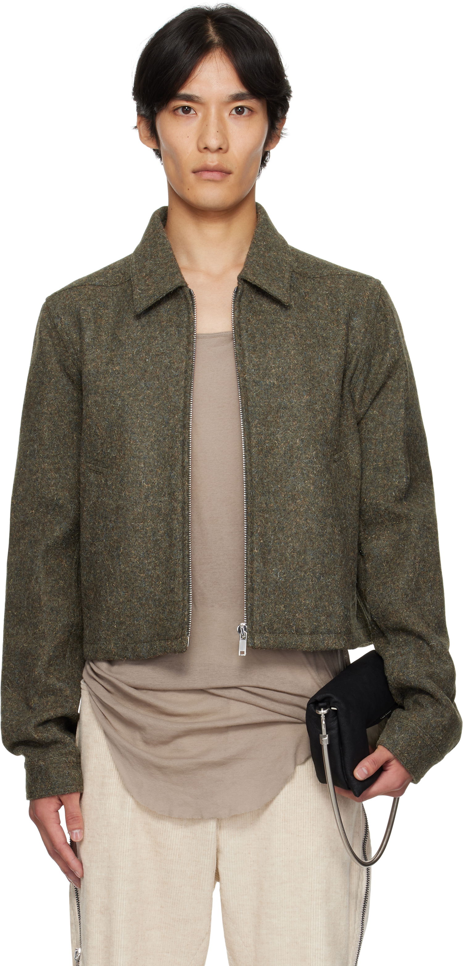 Яке Rick Owens Rick Owens Alice Brad Cropped Jacket Зелено | RU02E1720 WRU, 0