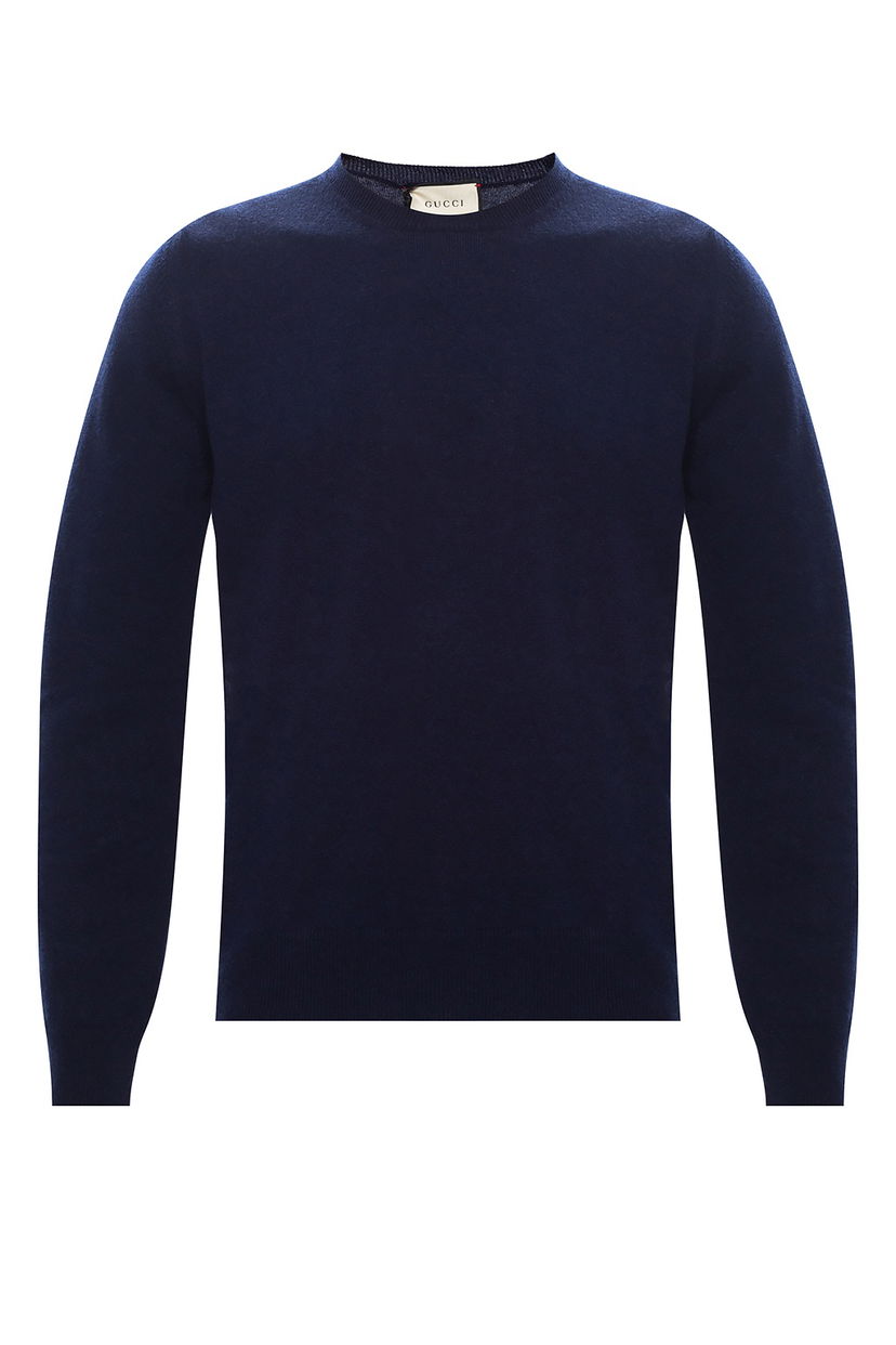 Пуловер Gucci GG Embroidered Logo Sweater Navy Тъмно синьо | 597736XKA5B4440