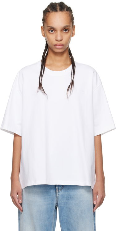 Тениска GANNI Ganni Heavy Cotton Drop Shoulder Open Back T-Shirt Бяло | T4066, 0