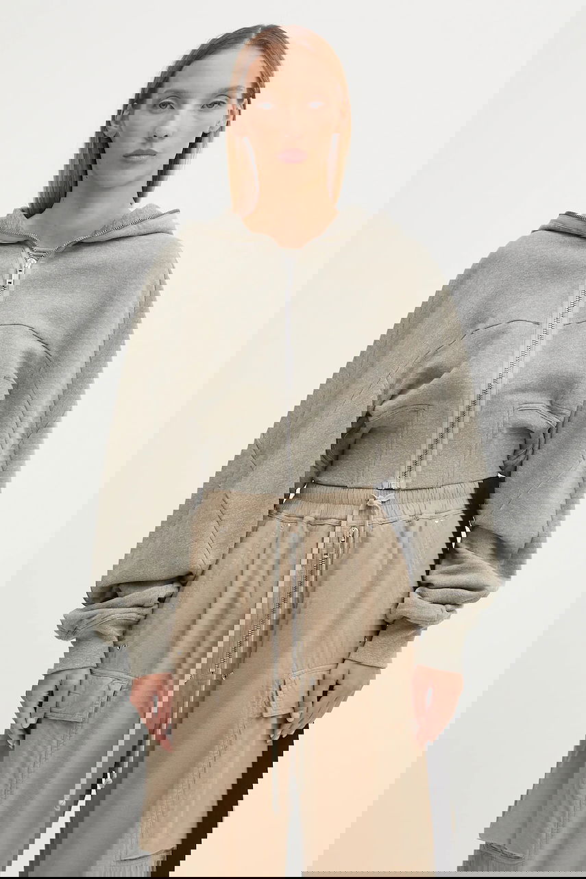 Суитчър Rick Owens Rick Owens DRKSHDW Collage Gimp Cropped Hoodie Сиво | DS02E7233.FGM, 0