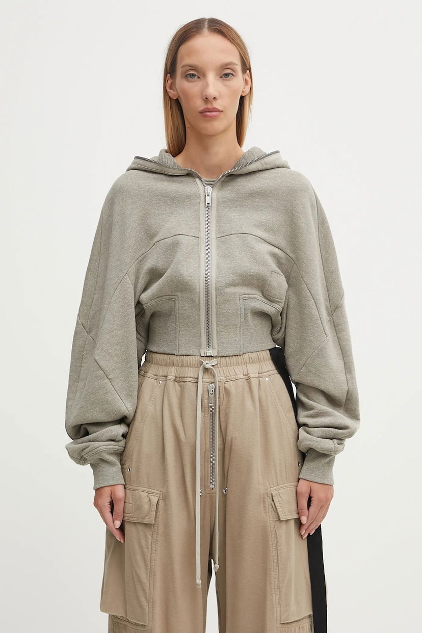 Суитчър Rick Owens Rick Owens DRKSHDW Collage Gimp Cropped Hoodie Сиво | DS02E7233.FGM