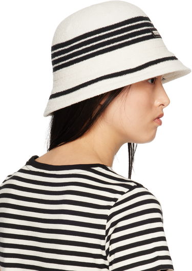 Шапка Moncler Moncler Striped Bucket Hat Бяло | K10933B000570U488, 2