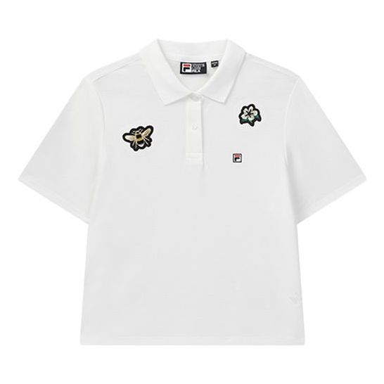 Поло тениска FILA Embroidered Short Sleeve Polo Shirt Бяло | F11W028118F-WT