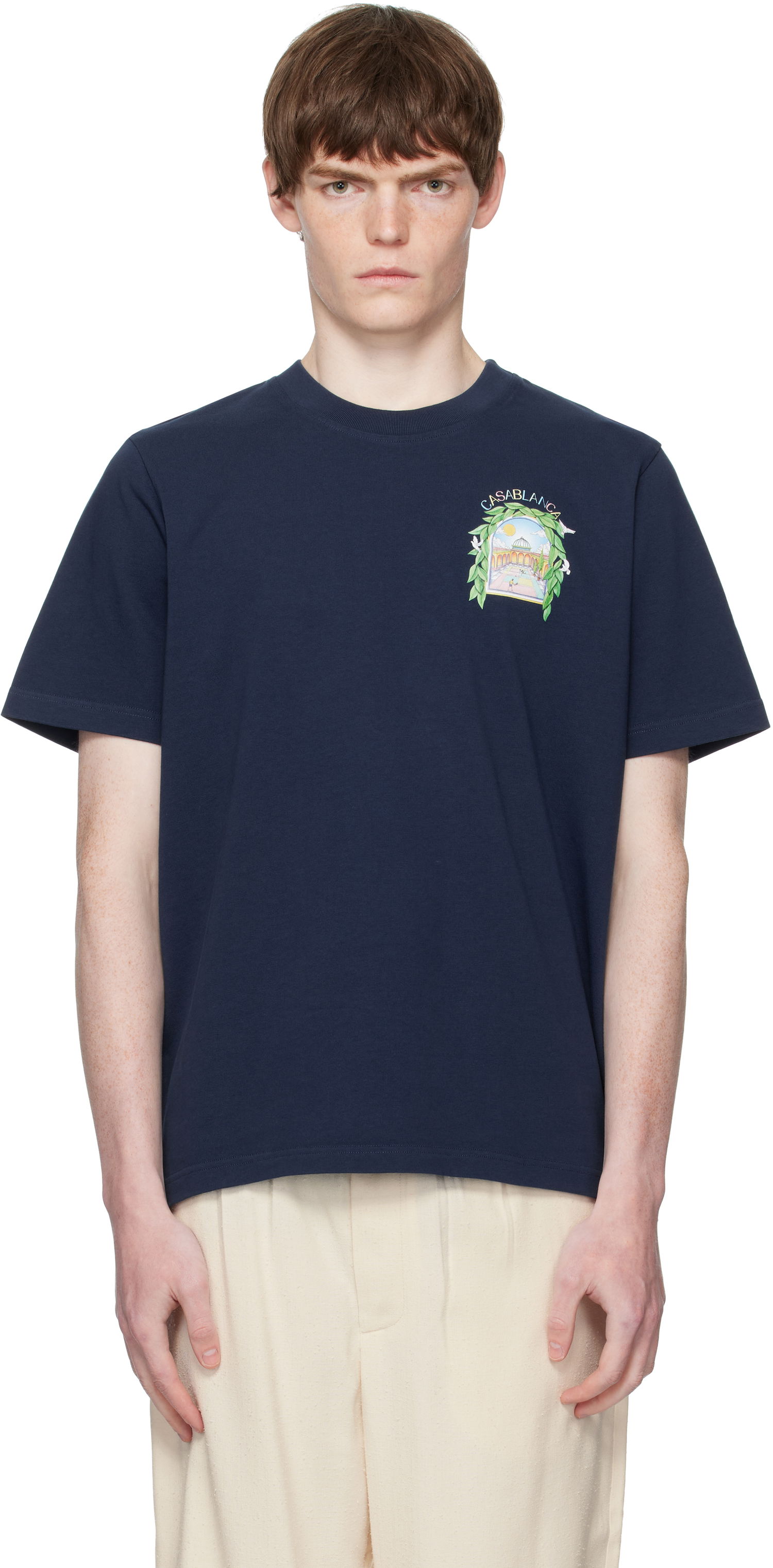 Тениска Casablanca Casablanca L'Arche De Tennis T-Shirt Тъмно синьо | MPF25-JTS-001-14-EX-FLANNELS, 0