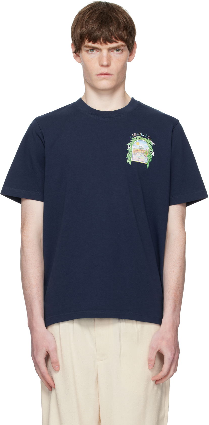 Тениска Casablanca Casablanca L'Arche De Tennis T-Shirt Тъмно синьо | MPF25-JTS-001-14-EX-FLANNELS