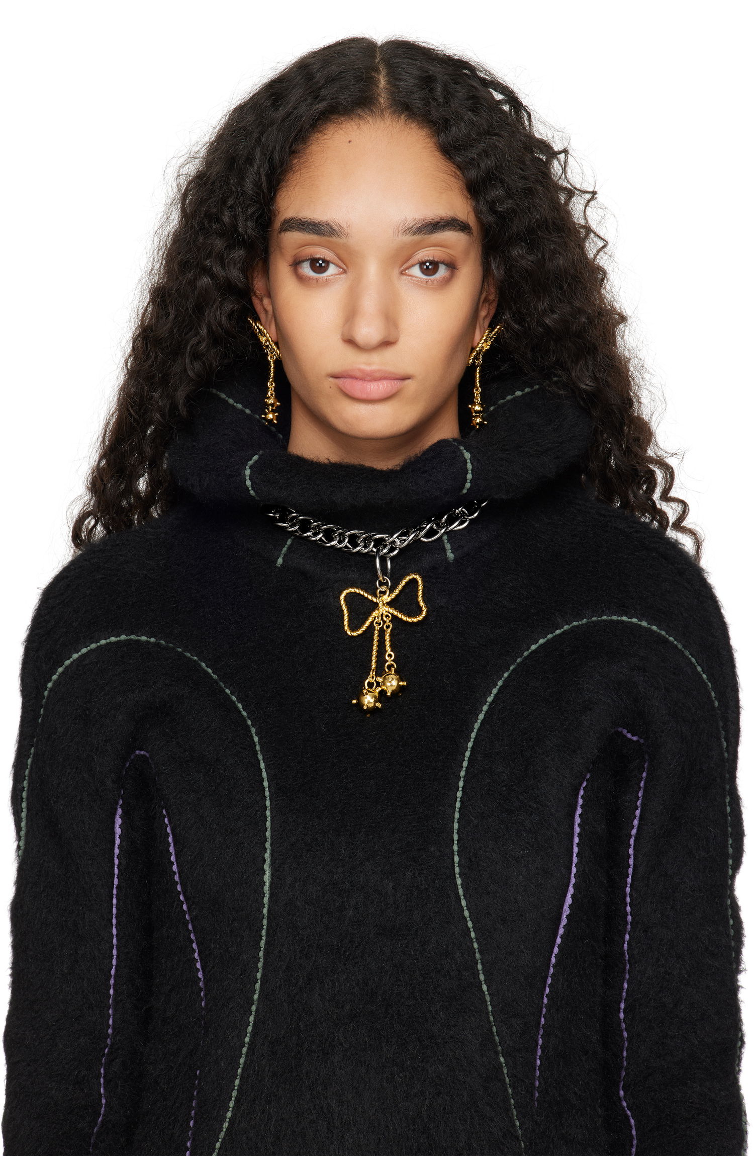 Колие Chopova Lowena Metal Chain Necklace With Bow Pendant Металик | 6524, 1