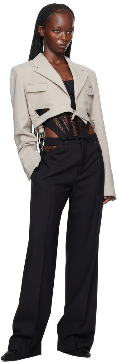 Панталони Dion Lee Picot Detail High-Waisted Trousers Черно | C2151P23, 3