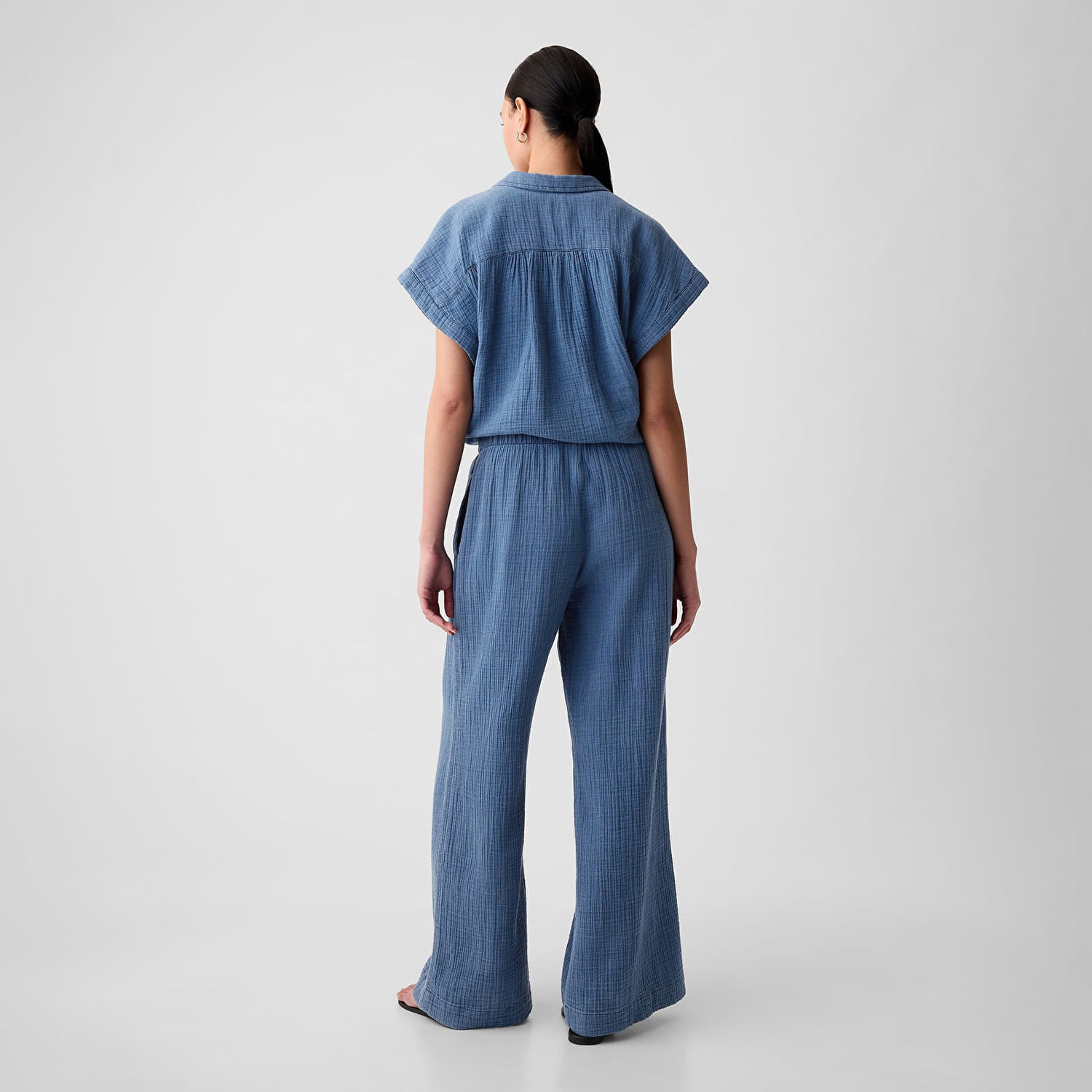Панталони GAP Gauze Wide Leg Pants Blue Denim Wash Синьо | 875131-00, 1