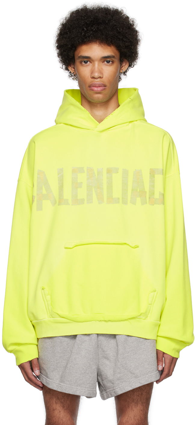 Суитчър Balenciaga Tape Type Ripped Pocket Hoodie Жълто | 744441-TOVB1-7204, 0
