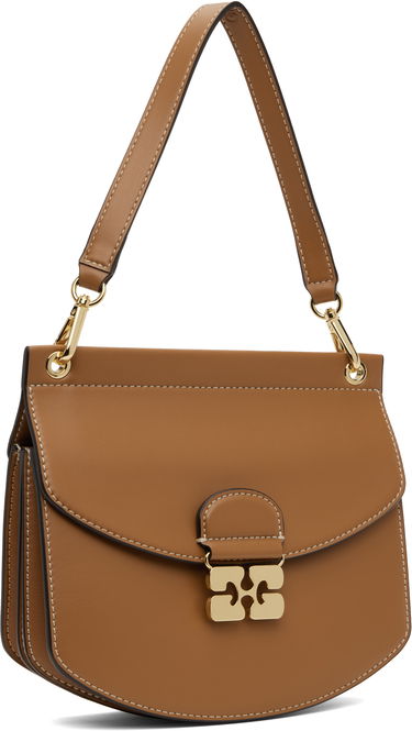Дамска чанта GANNI GANNI Small Apo-G Shoulder Bag Кафяво | A6448, 1