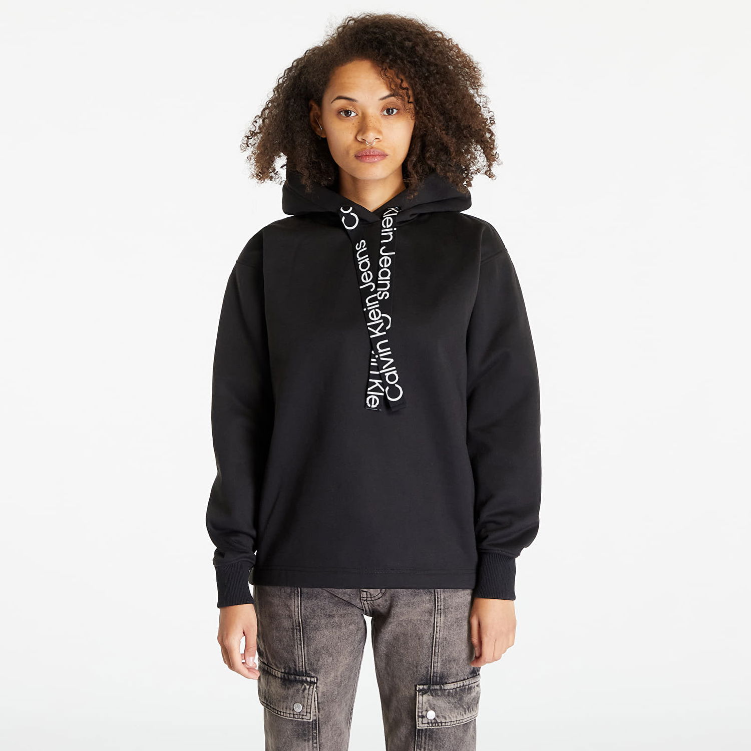 Суитчър CALVIN KLEIN Oversized Logo Tape Hoodie Черно | J20J221942 BEH, 0