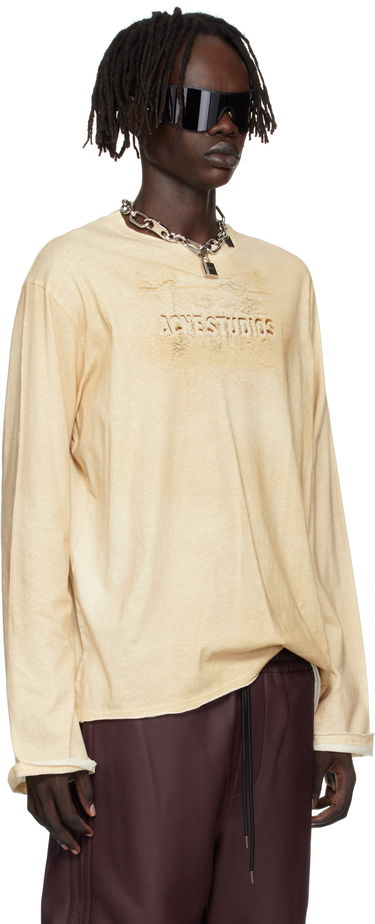 Тениска Acne Studios Acne Studios Long Sleeve Logo T-Shirt Бежово | CL0361-, 4