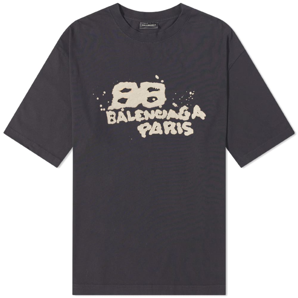 Тениска Balenciaga Dirty Paris Logo Tee Черно | 612966-TNVN4-1059, 0