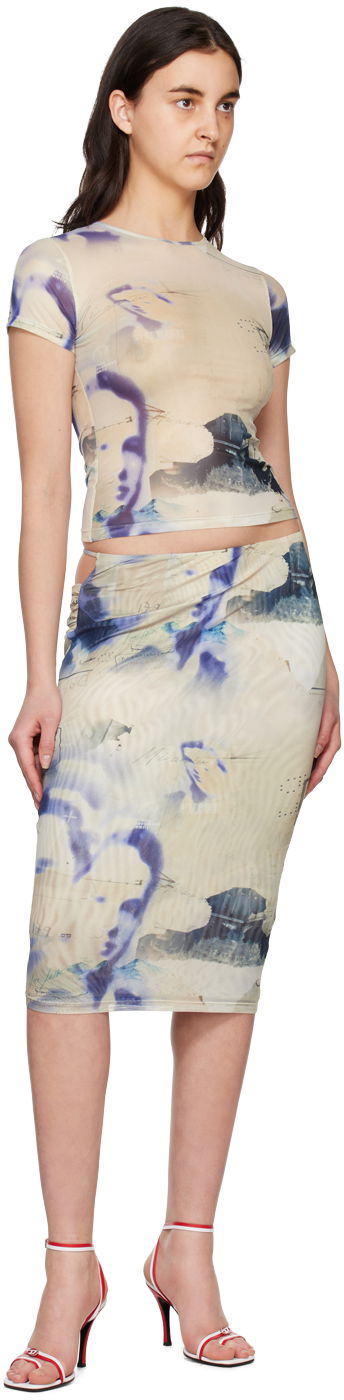 Пола Miaou Miaou Verona Printed Midi Skirt Бежово | 4027PM2COR, 3