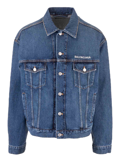 Яке Balenciaga Logo Denim Jacket Тъмно синьо | 620728TDW146020