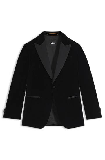 Slim-fit tuxedo jacket in cotton velvet