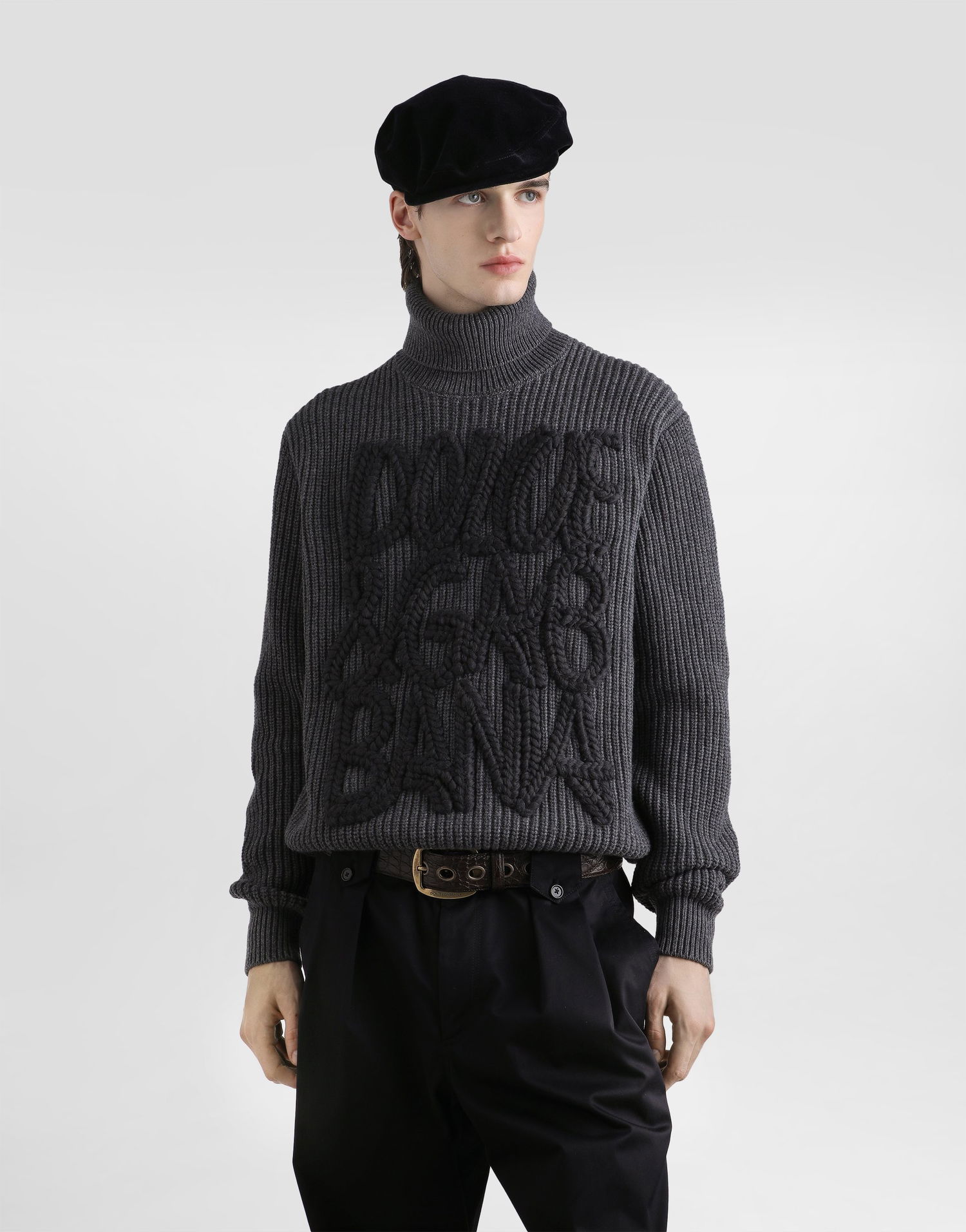 Пуловер Dolce & Gabbana Dolce & Gabbana Embroidered Wool Turtleneck Sweater Сиво | GXW63ZJDVC8N0542, 1