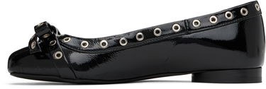 Pокля GANNI GANNI Eyelet Bow Ballerina Flats Черно | S2755, 2