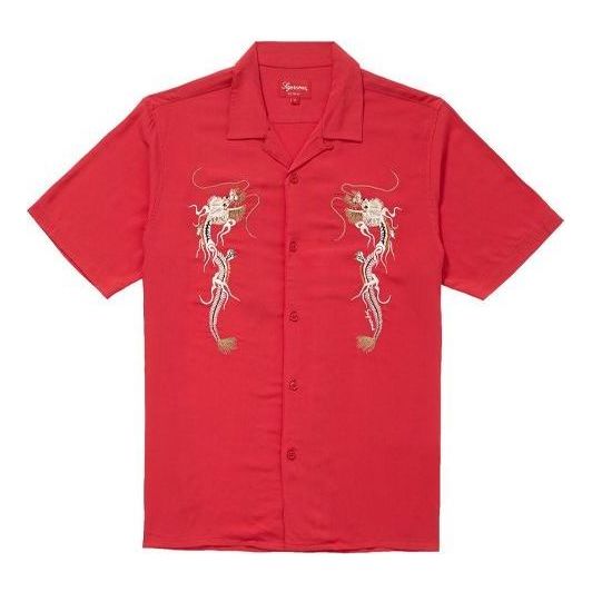 Риза Supreme Dragon Rayon Shirt Червено | SUP-FW18-725