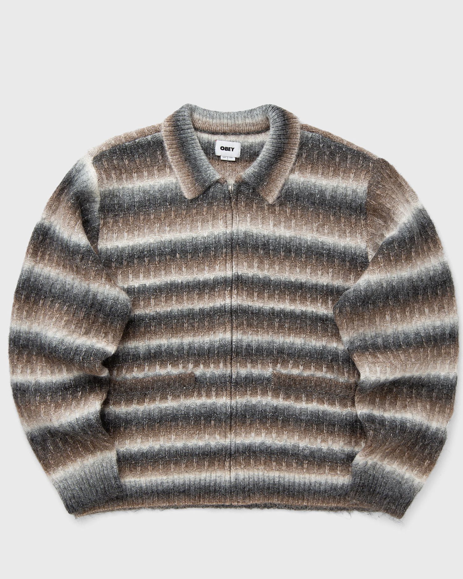 Пуловер OBEY Striped Zip-Up Cardigan Кафяво | 151010038-BKM, 0