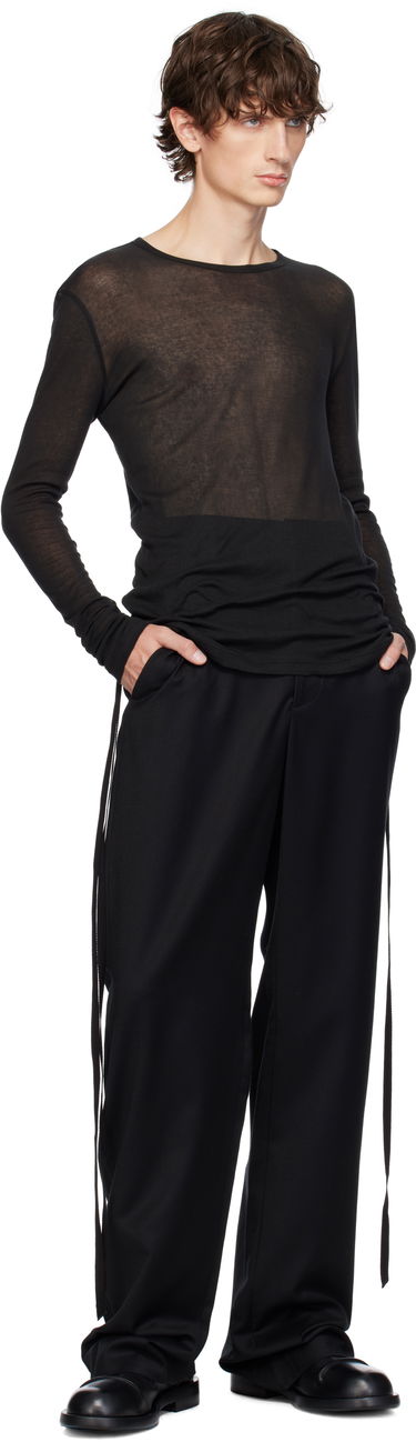 Пуловер Ann Demeulemeester Ann Demeulemeester Greg Long Sleeve T-Shirt Черно | 2402-M-JTS12-35-FA434-099, 3