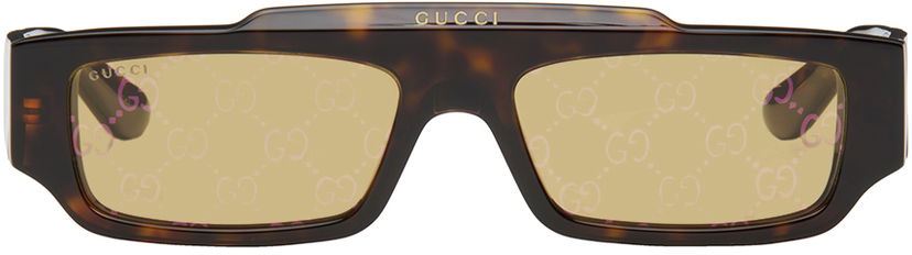 Слънчеви очила Gucci Brown Rectangular Sunglasses Кафяво | GG1592S-002