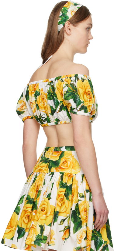 Съкратен топ Dolce & Gabbana Dolce&Gabbana Floral Off-The-Shoulder Crop Top Бяло | F755RT HS5NK, 2