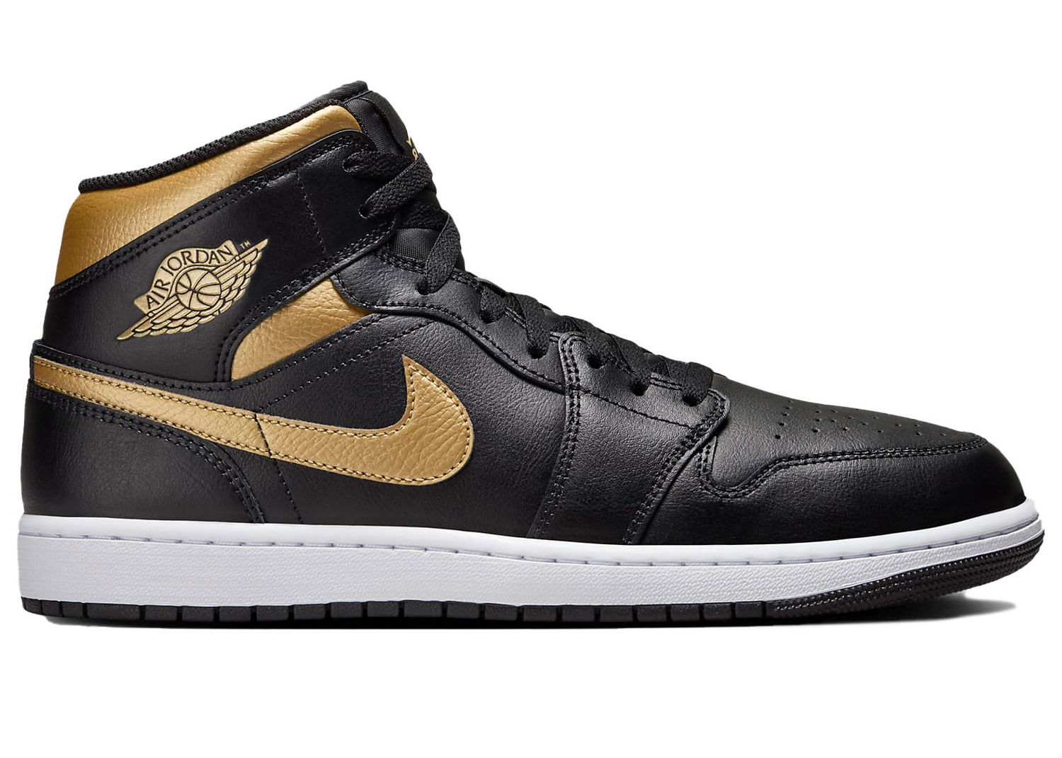Кецове и обувки Jordan Air Jordan 1 Mid Black Metallic Gold Черно | DQ8426-071, 1