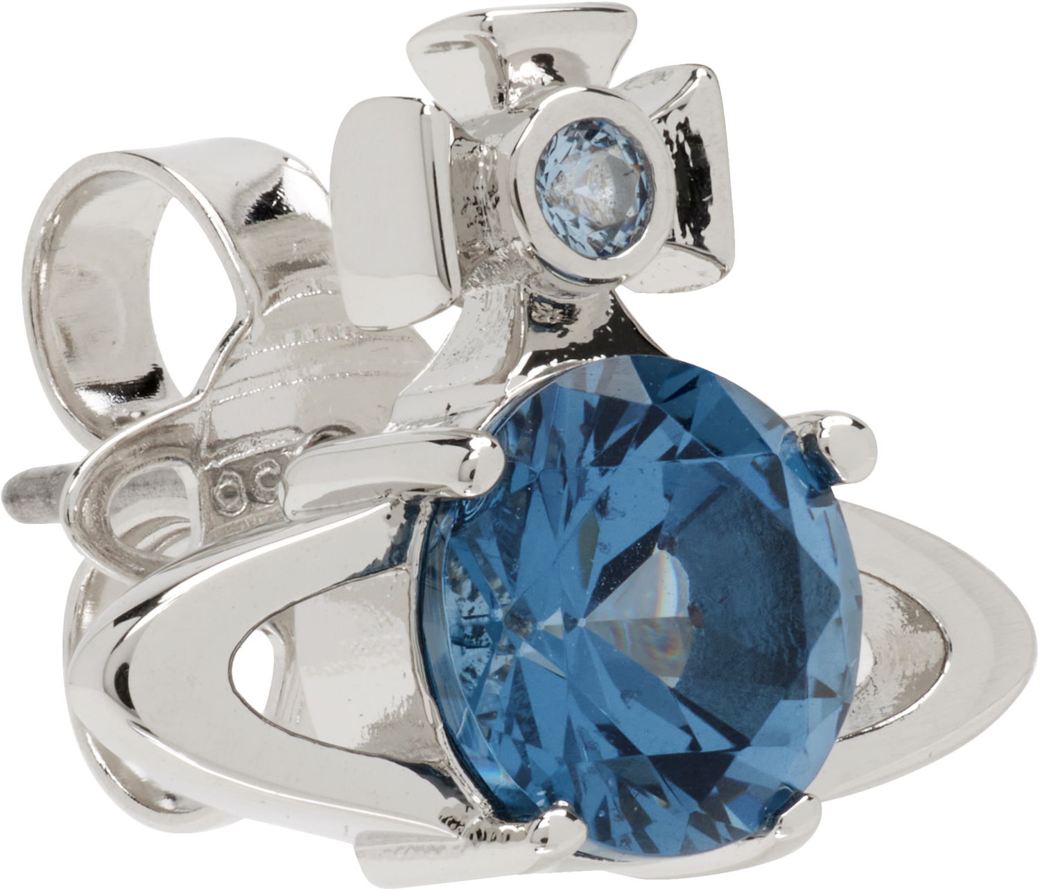 Обеци Vivienne Westwood Reina Orb-Design Faceted Gemstone Single Earring Синьо | 6201032G-02P168-, 1