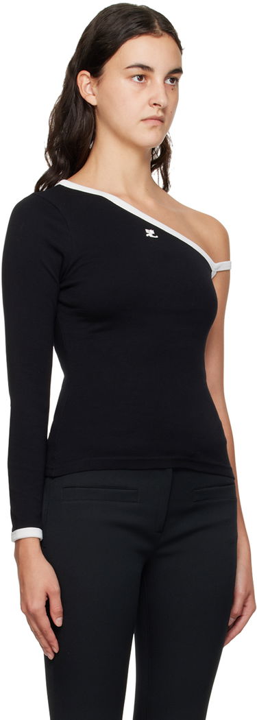 Тениска Courrèges Single-Shoulder Slim-Fit T-Shirt Кафяво | 323JTO209JS0070, 4