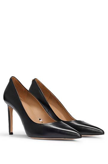 Аксесоари BOSS Leather Pointed-Toe Pumps Черно | 50504280