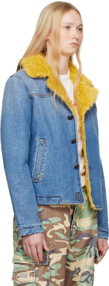 Палта ERL ERL Venice Faux-Fur Trim Denim Jacket Синьо | ERL10J002, 1