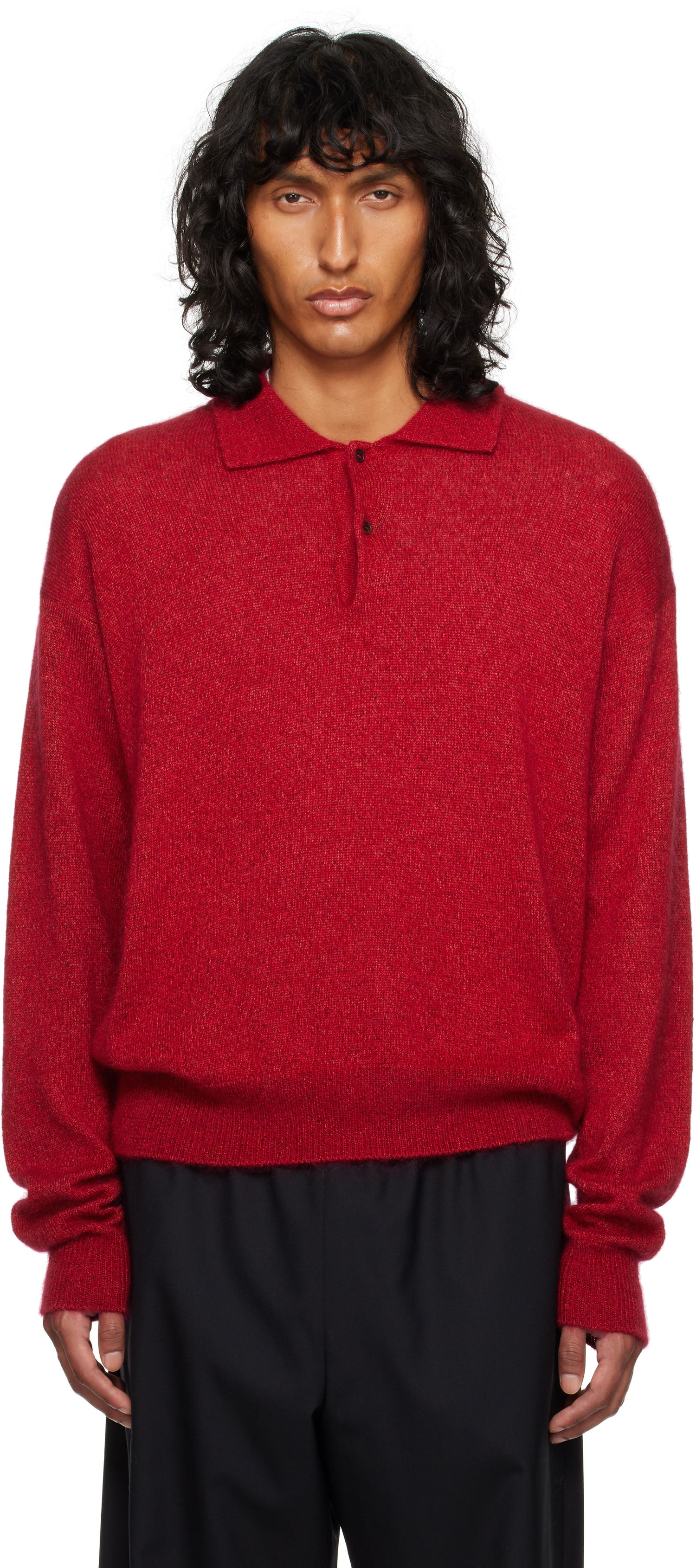 Пуловер The Row Gere Knit Polo Sweater Червено | 625-Y872, 0
