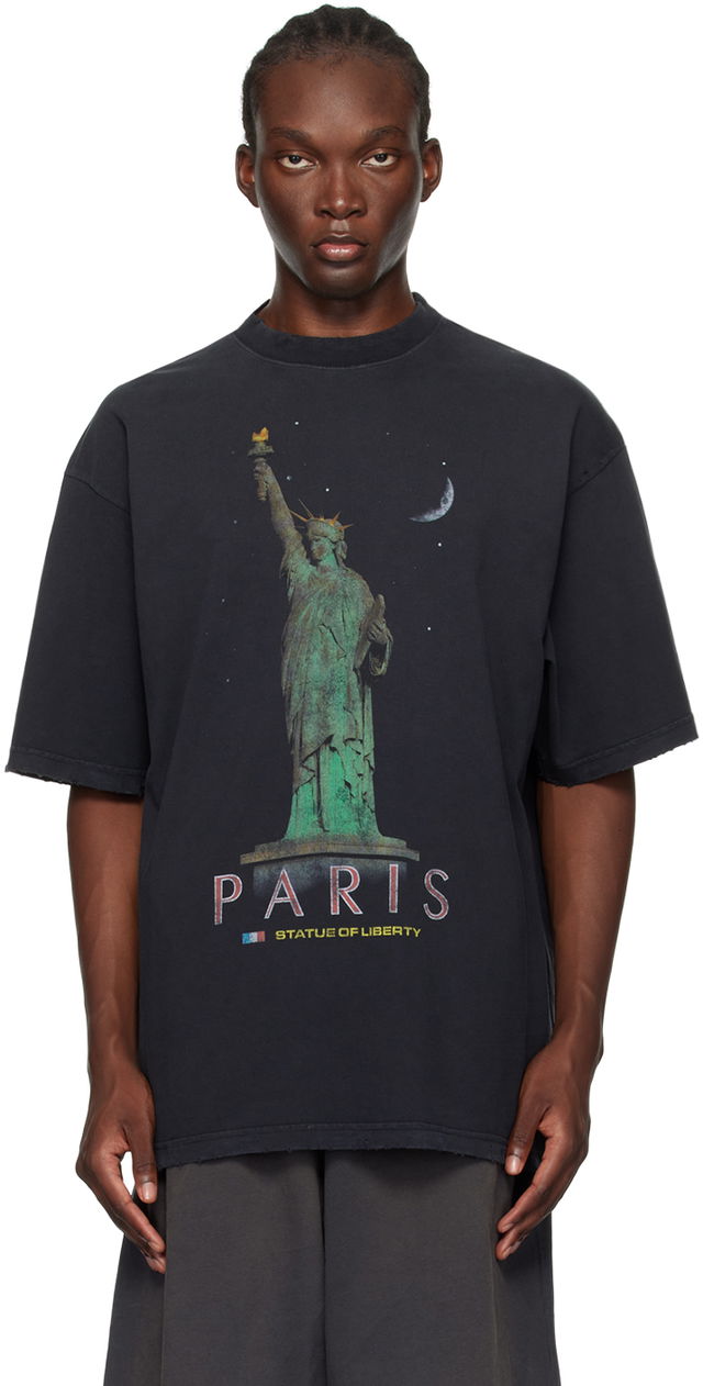 Black 'Paris Liberty' T-Shirt