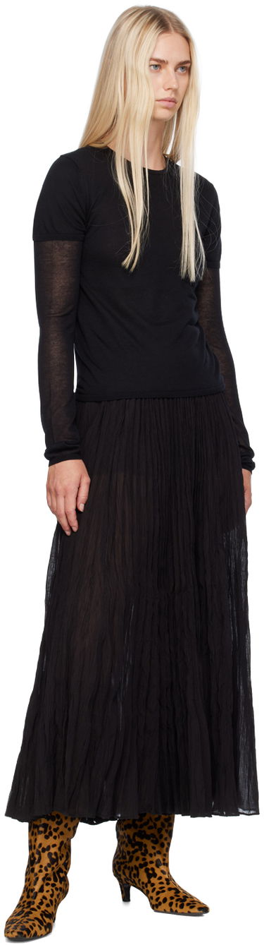 Пола TOTEME TOTEME Women's Crinkled Plissé Maxi Skirt Черно | 243-WRB0197-FB0200, 3