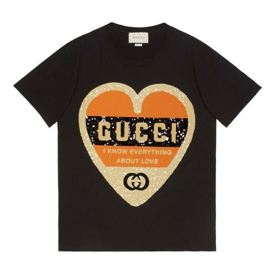 Тениска Gucci Gucci Love Logo Short Sleeve T-Shirt Черно | 492347-XJB72-1082