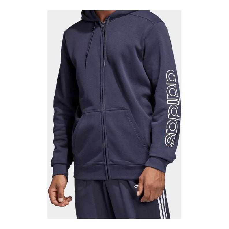 Суитчър adidas Originals Essentials Fleece Linear Logo Full-Zip Hoodie Тъмно синьо | DQ3117, 0