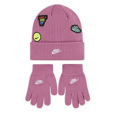 Аксесоари Nike Have a Nike Day Knitted Beanie and Gloves Set with Patches Розово | 9A3135-ACG, 0
