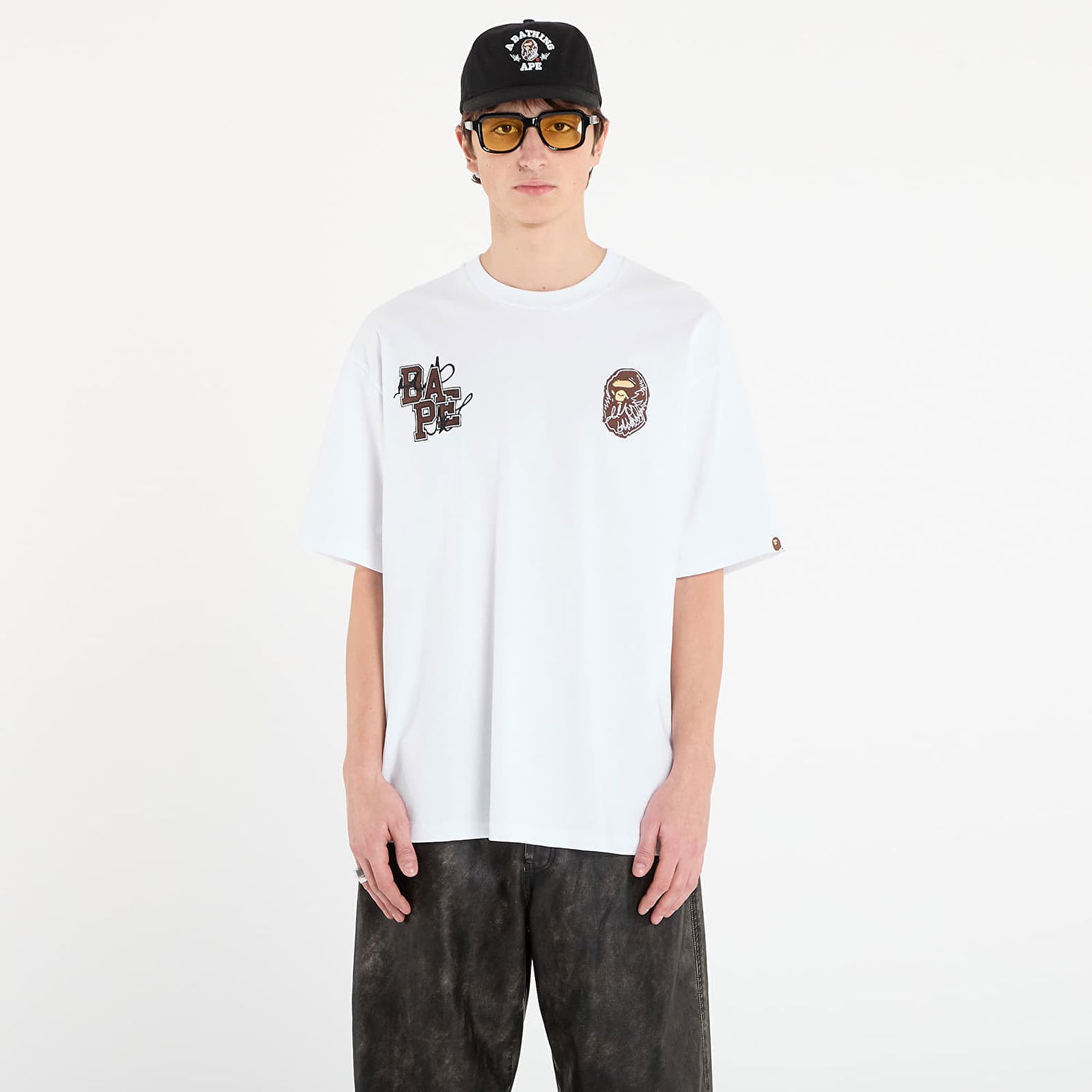 Тениска BAPE BAPE® x FOOTSHOP - Scribble Logo Tee UNISEX White Бяло | 001TEL721323MWHT, 0
