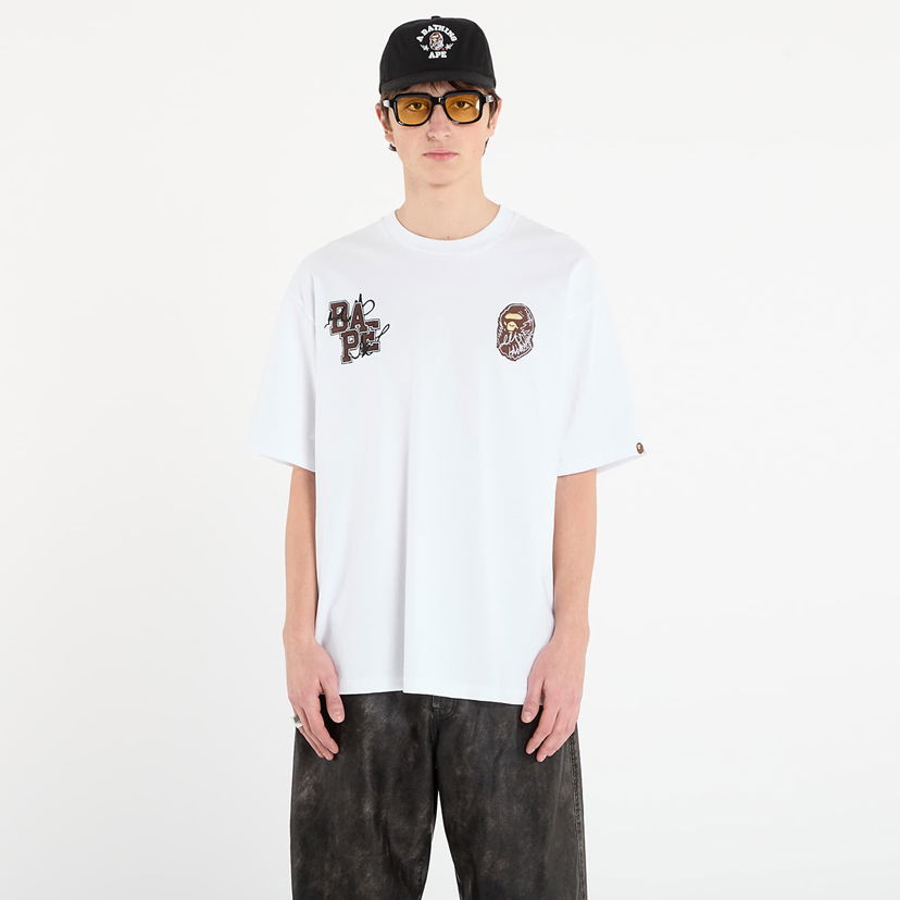 Тениска BAPE BAPE® x FOOTSHOP - Scribble Logo Tee UNISEX White Бяло | 001TEL721323MWHT